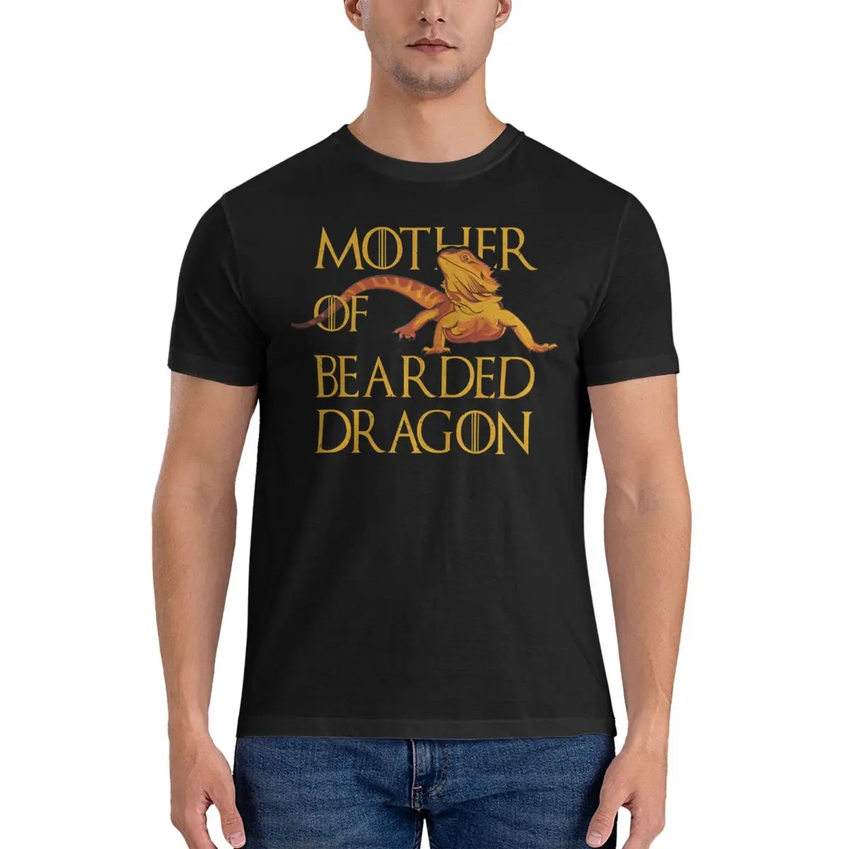 Woman Mother Of Bearded Dragons Women Reptile Mom Men's T Shirt Game of T-Thrones Awesome Tees Short Sleeve Crewneck T-Shirts