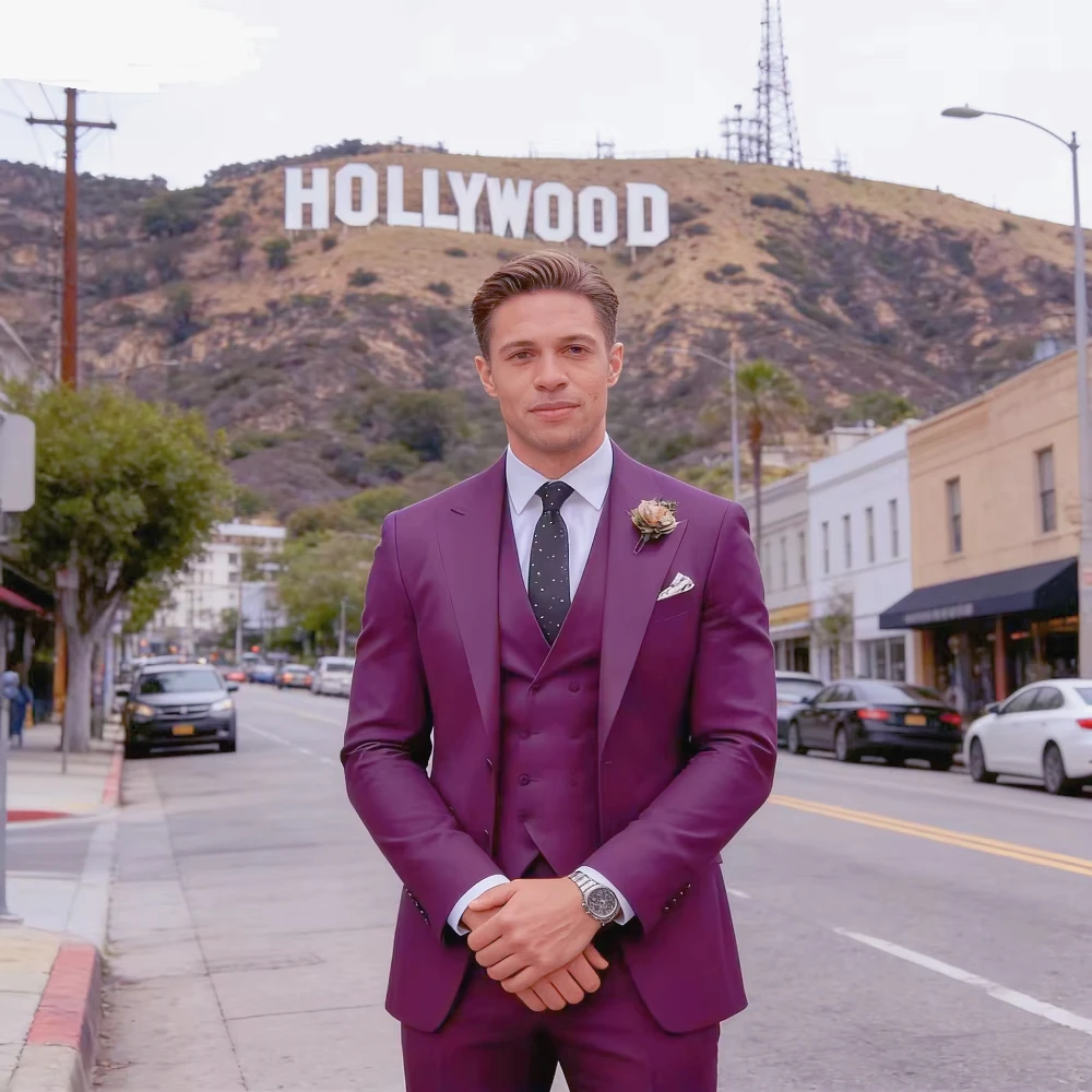 Formal Wear For Men In Wedding - 3-delige effen gekleurde herenpakken voor bruiloften,