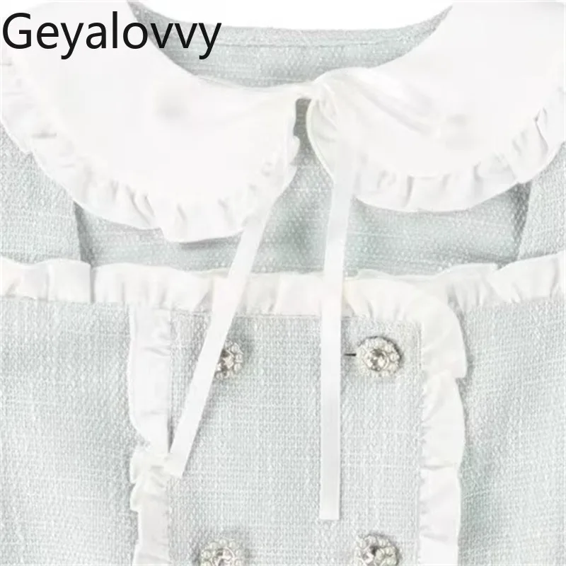 Japanese Style Autumn New Cute Sweet Cute Girls Long Sleeve Short Coat Doll Collar Versatile Fashion Double-Breasted Jacket