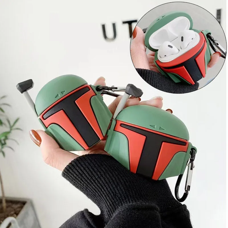 

Чехол Star Wars Boba Fett 3D для Airpods 1 2 3 Pro, защитный чехол для Apple Airpods Pro, мужской чехол с мультяшным рисунком и брелком