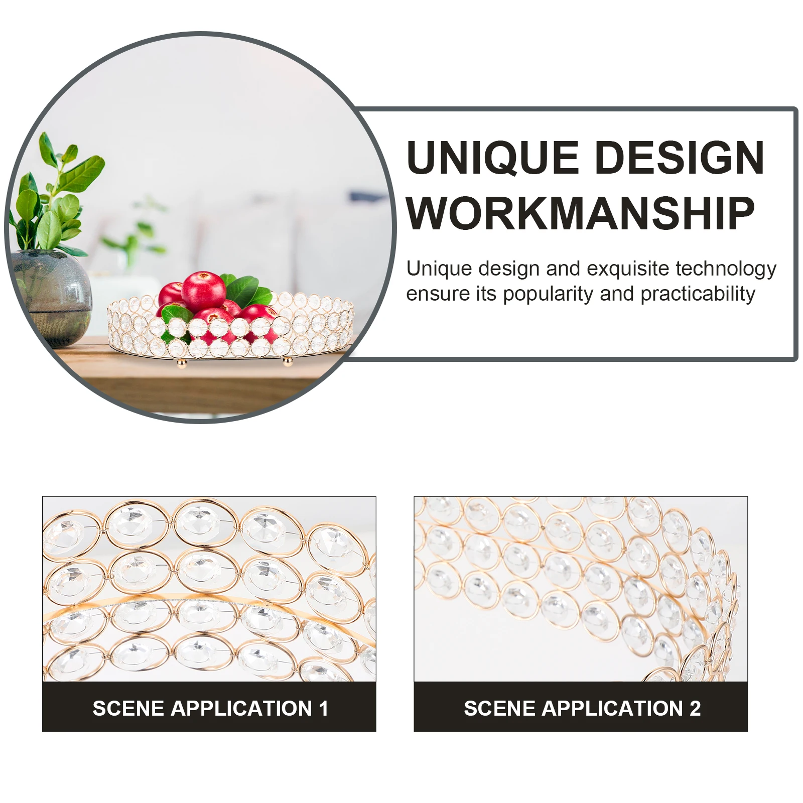 

1pc Oval Iron Art Jewelry Storage Tray Decorative Crystal Organizer Plate For Desktop Smooth Elegant Practical