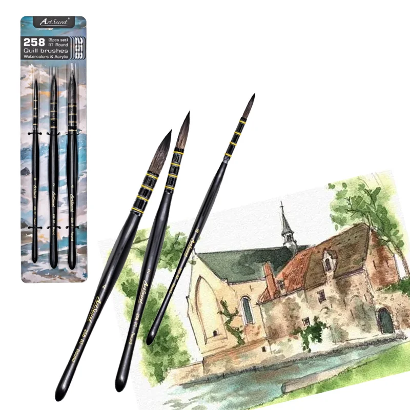 3pcs Paint Brush Set Highly Absorbent Not Easy To Fall Off for Acrylic Oil Painting Watercolor Gouache Drawing Art Creation