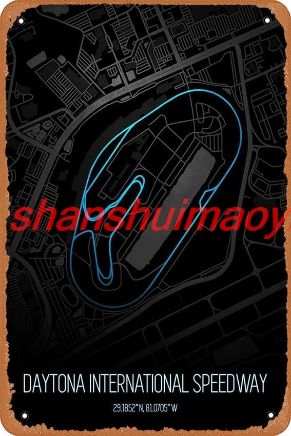 shan Metal Signs - Race Tracks Daytona Speedway Map - 8x12 inches Metal Poster. 1pc