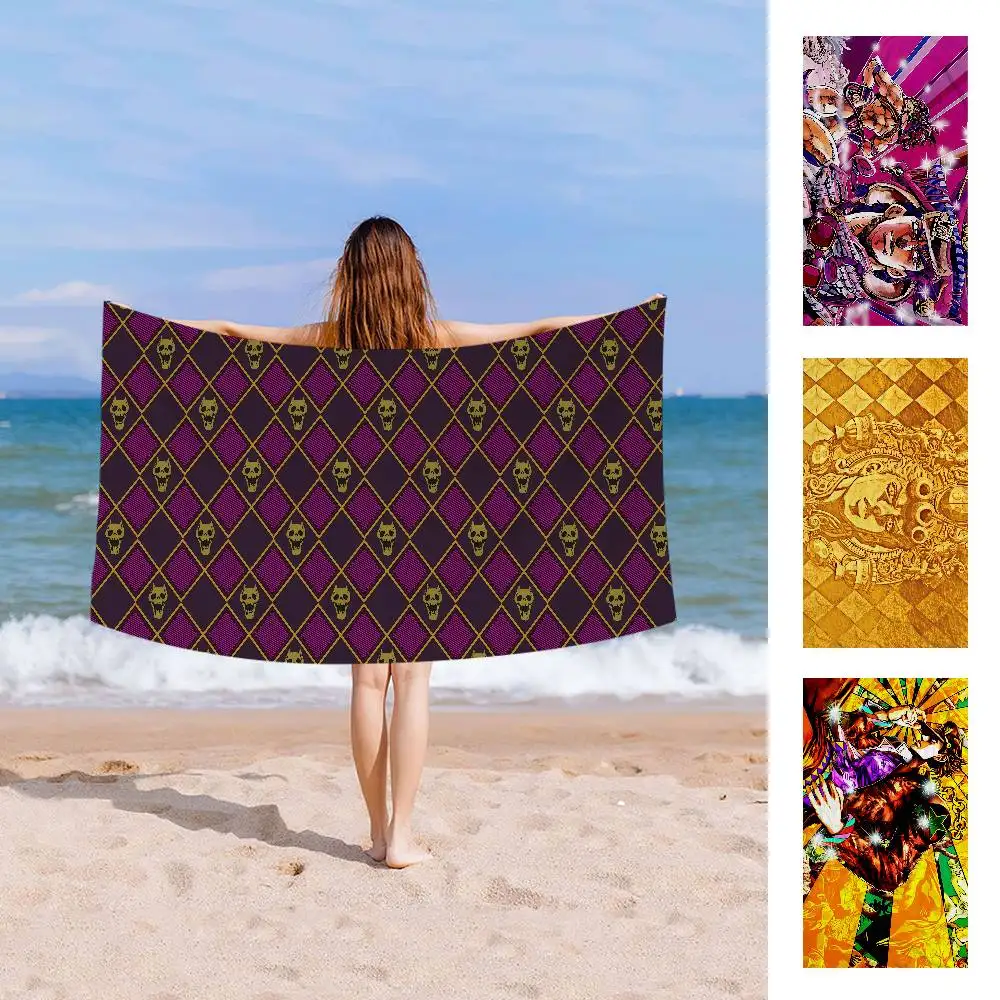 Anime JoJos Bizarre Adventure Microfiber Blanket Quick Drying Beach Towels Oversized Printing Super Absorbent Pool Towel Blanket
