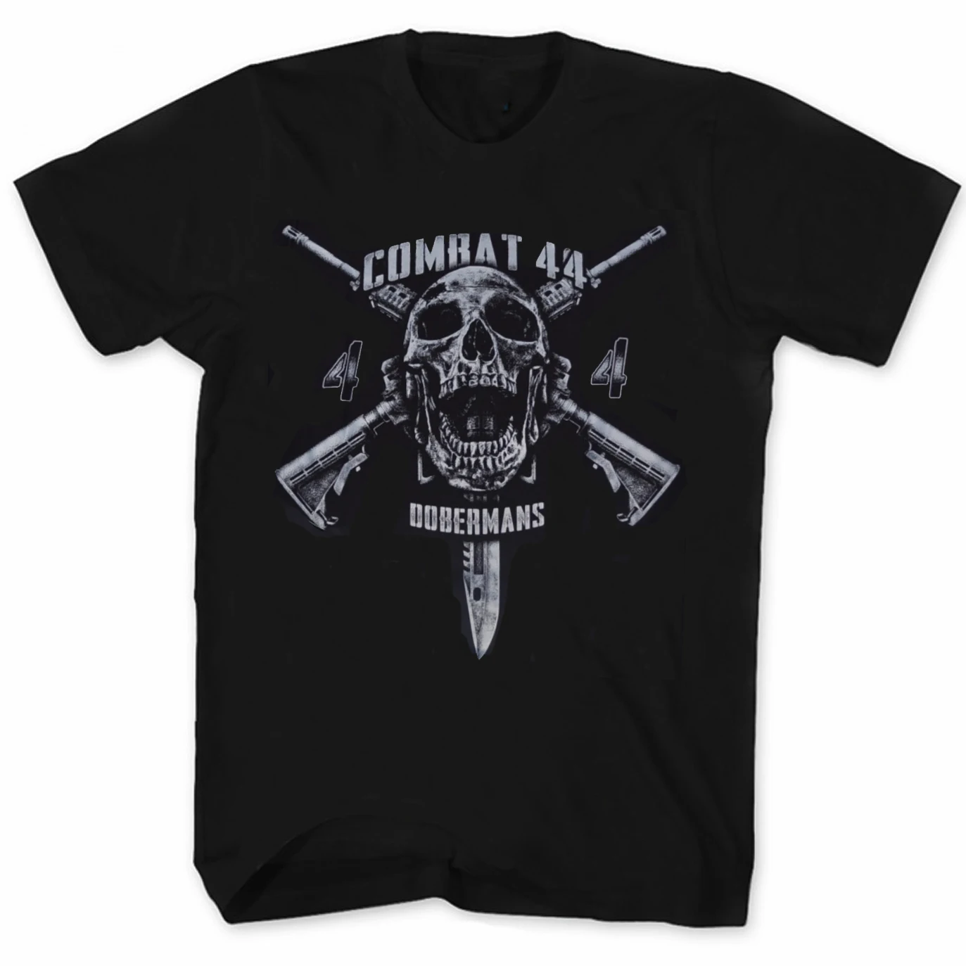 Dark Combat 44 Tokenkov Motivation Crossed Rifle Skull T Shirt New 100% Cotton Short Sleeve O-Neck T-shirt Casual Mens Top