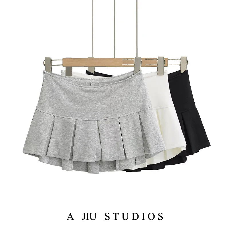 

Американская плиссированная юбка, женская маленькая размерная весна-лето, пикантная спортивная юбка с низкой талией, антиэкспозиционная тонкая спортивная юбка...