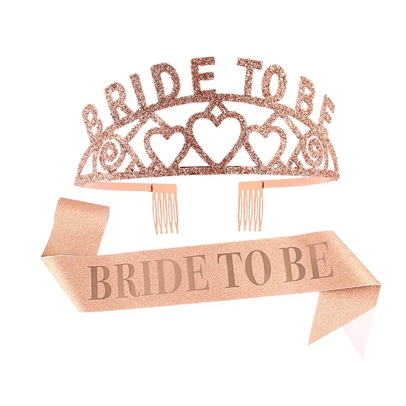 New Women’s Bride to Be Crown Tiara Rhinestone Headband and Sash Crystal for Bachelorette Party Wedding Bridal