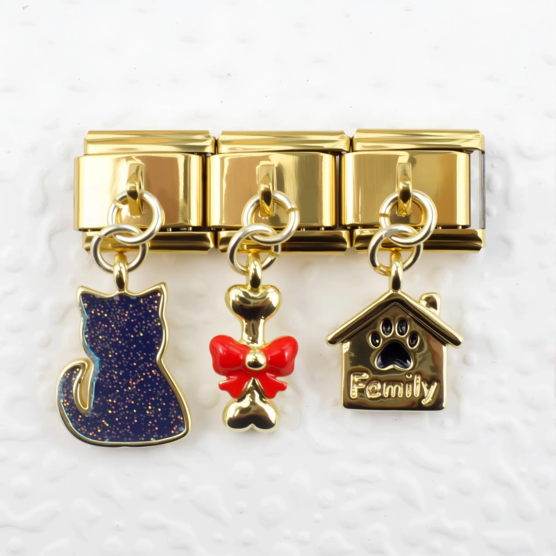 

3pcs Travel Diary Urban Series Pendant Italian Charm Module Stainless Steel Elastic Bracelet for Woman DIY Making Accessories