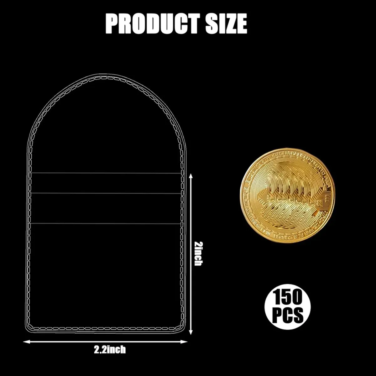 2025+ 150Pcs Single Pocket Coin Flip Coin Sleeves Holders Clear PVC Coin Protectors Plastic Coin Holders (2.2 X 2 Inch Square)