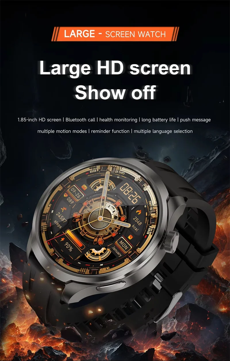 DK69 Smart Watch 1.85inch Large Screen Bluetooth Calling Health Monitoring AI Voice Compass Men Women Outdoor Sports SmartWatch