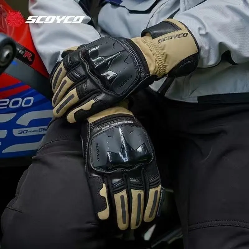 SCOYCO Motorcycle Gloves Winter Warm Full-finger Motocross Gloves Waterproof Windproof Anti-fall Abrasion Resistant Biker Gloves