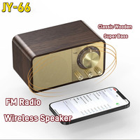 JY66 Wooden Wireless Audifonos Bluetooth Speaker Portable FM Radio Heavy Bass Subwoofer Stereo Music Center Antenna Radio Player