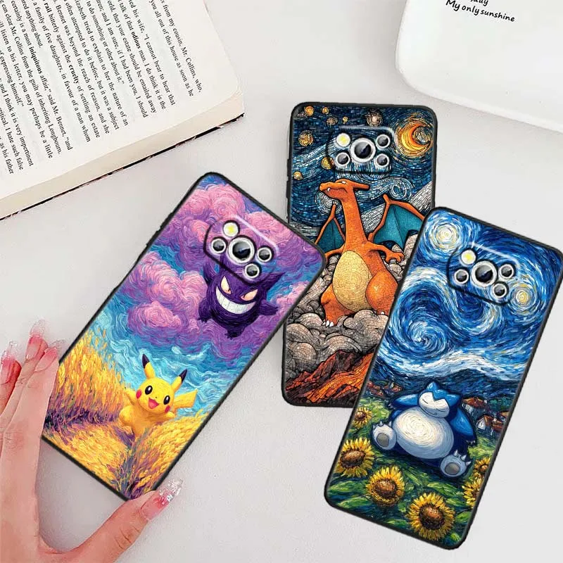 

P-Pokemons Cartoon Art For Xiaomi Mi Poco F3 F4 F5 F6 X3 X4 X5 X6 X7 M3 M4 M5s M5 M6 GT Pro 5G Black Cover Phone Case