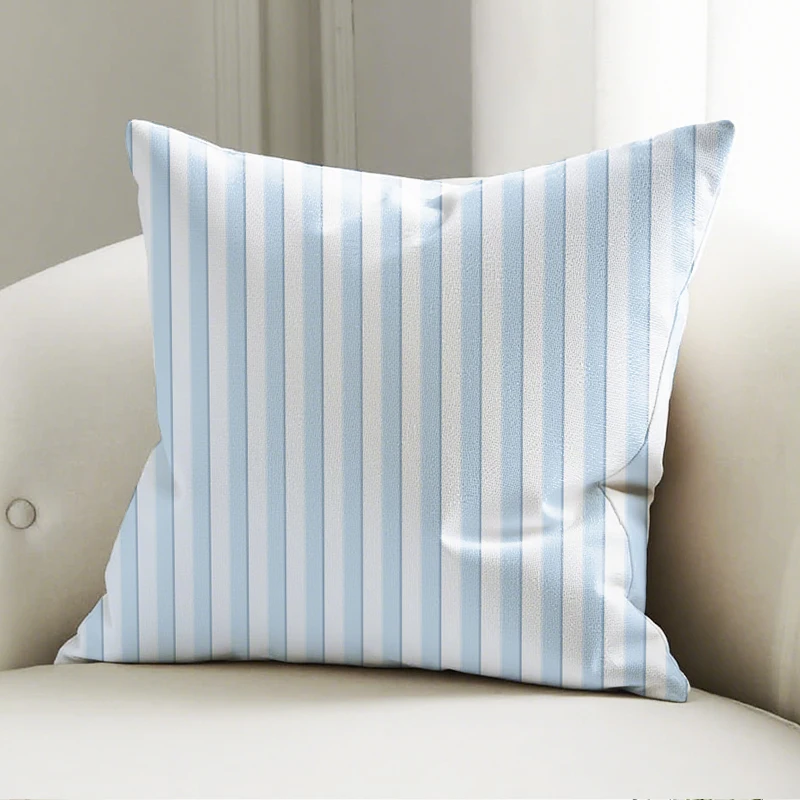 

Light Blue Thin Striped Pillow Cover, Soft Vertical Stripe Cushion Case, Sofa Bed Home Decoration Accent Pillow