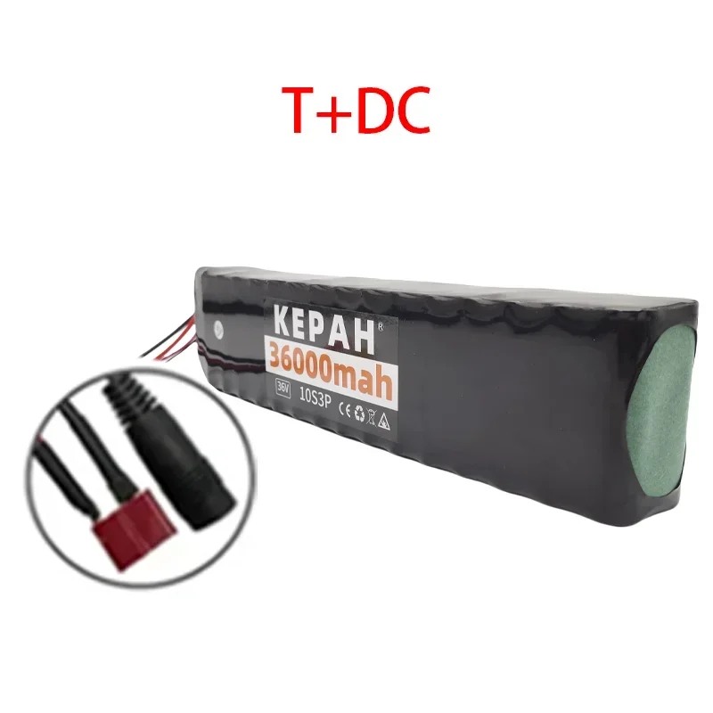 36 V 36 Ah oplaadbare lithiumbatterij 18650 10S3P 500 W vermogen gemodificeerde 36 V elektrische scooterbatterij met BMS, SYP XT60 JST
