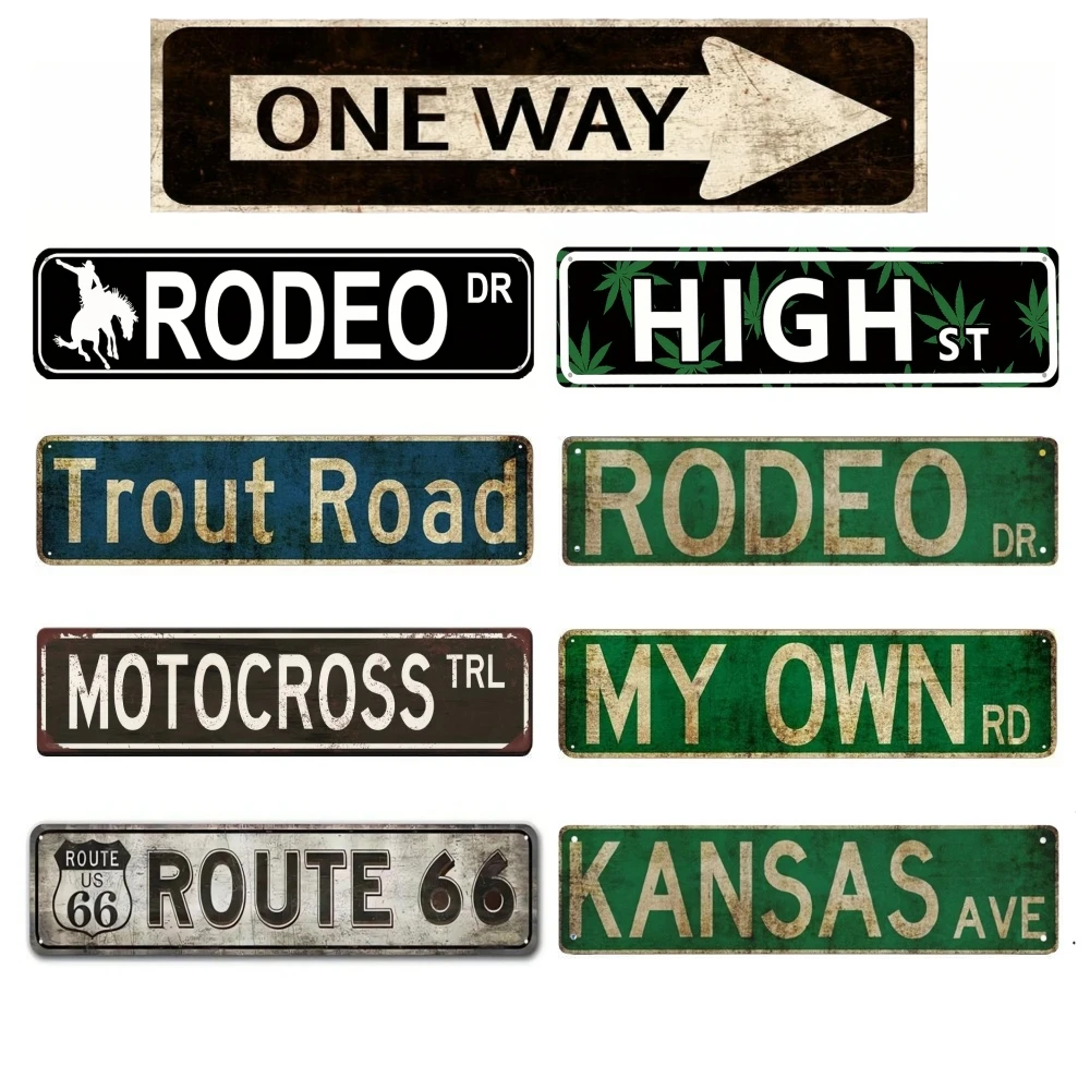 Aluminium Signs Instagram Style Emery Street Signs Amusement Park Scenic Road Signs Country Metal Wall Man Cave Decorative Signs