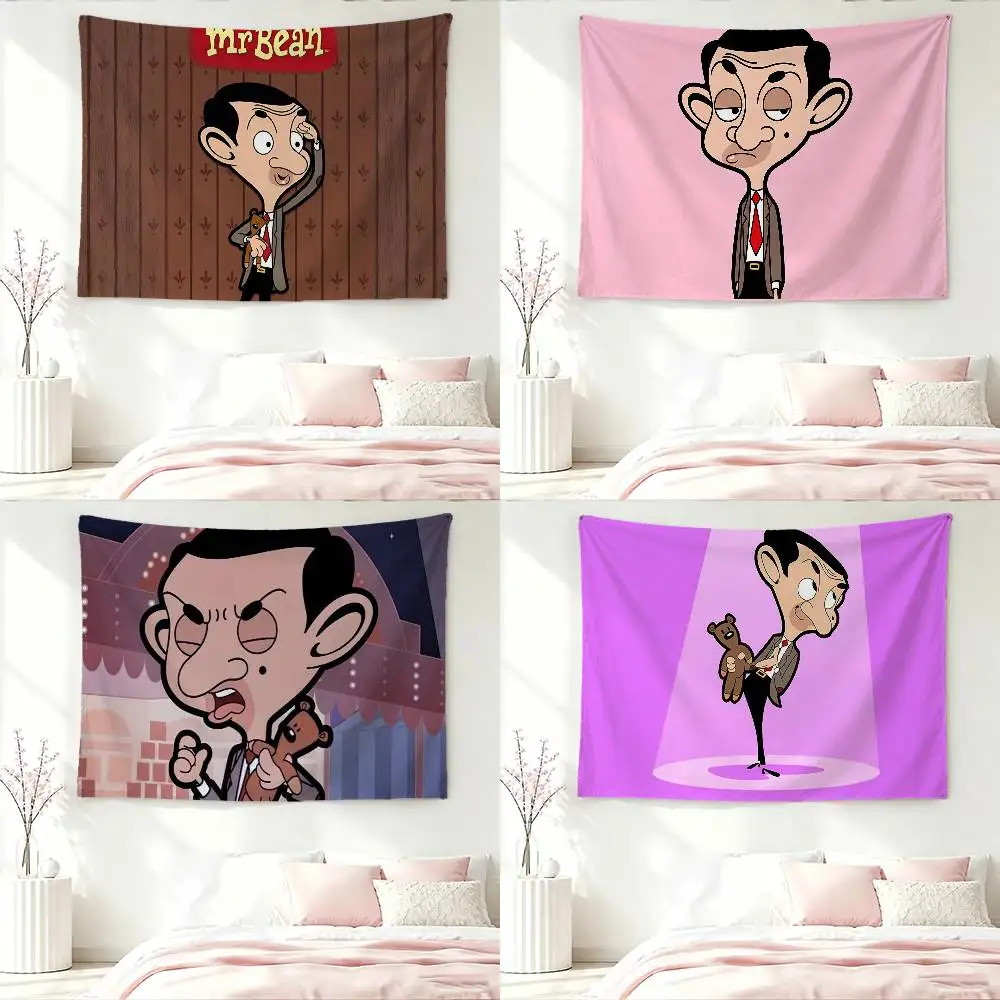 Mr Bean Tapestry Flags Wall Hanging Background Art Banner for Bedroom Home Outdoor Decor