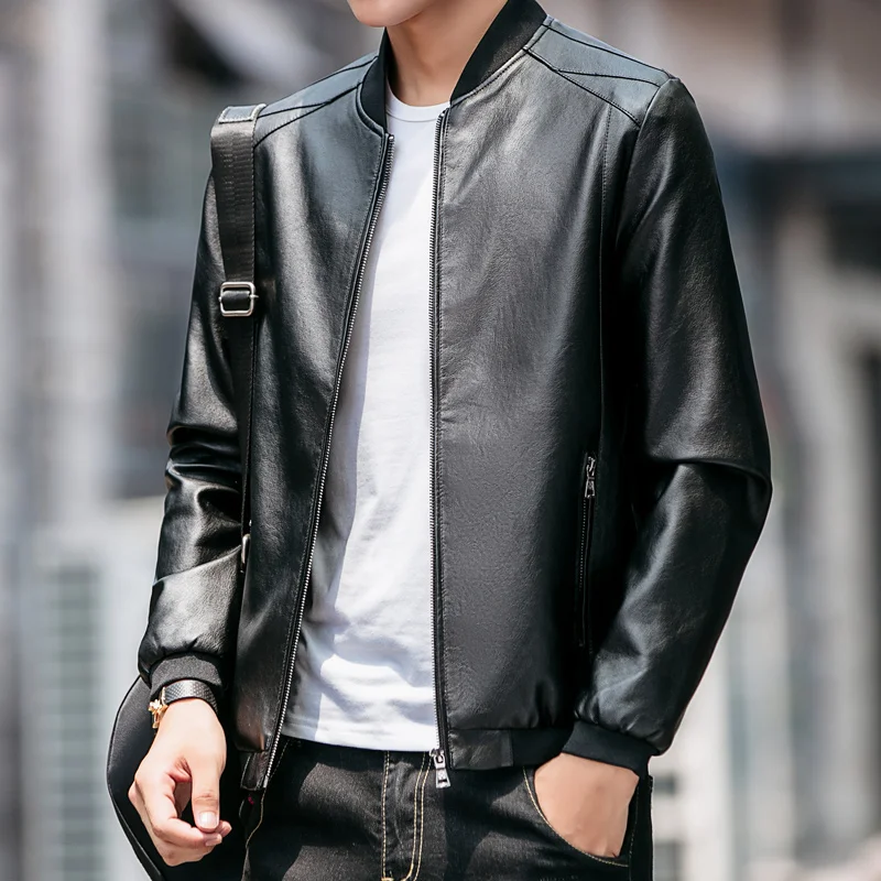 

Leather Jacket Men's Autumn Slim Body To Show Fashion Male Coat All Trends Match Casual Fur Clothing Locomotive Streetwear New