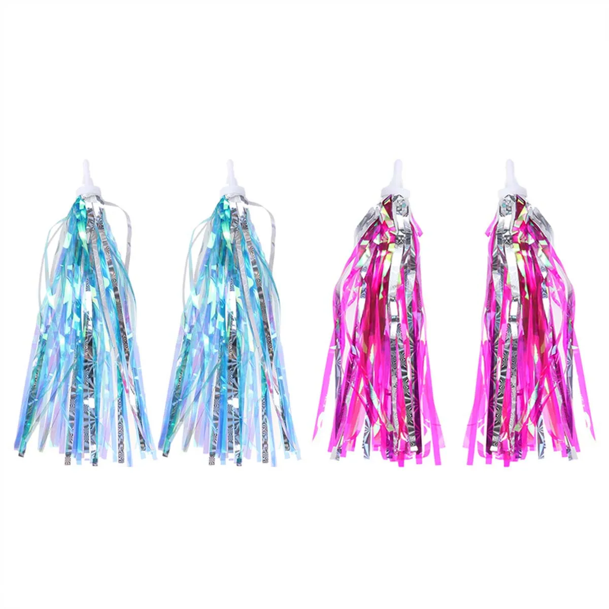 

4Pcs Kids Tassel Ribbon Scooter Handlebar Streamers Green Silver 2 Pink Silver 2 Easy Attach Bike Decorations Kids Tassel Ribbon