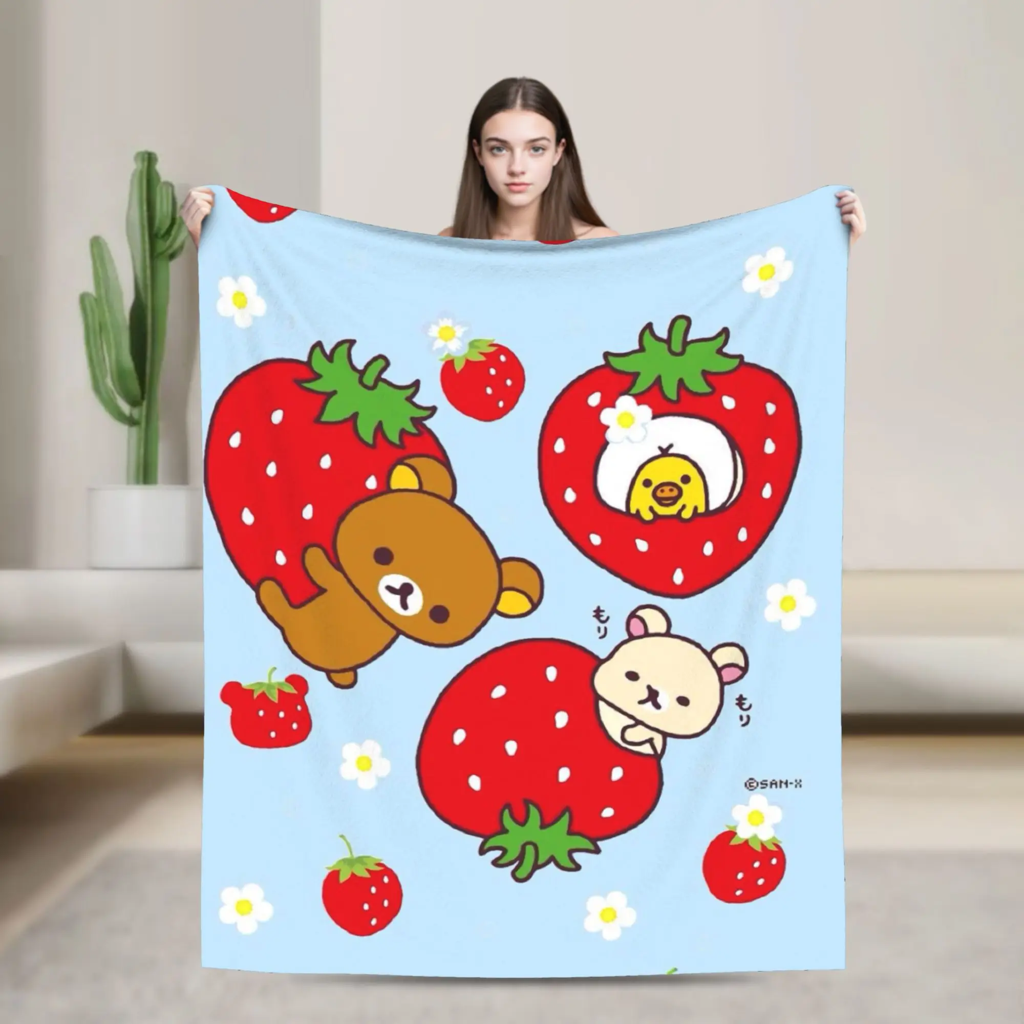 R-Rilakkumas Cartoo Blanket Super Soft Cozy  Throw Blankets for Couch 50x60 Inch Multiple Sizes Plush Thin Quilt