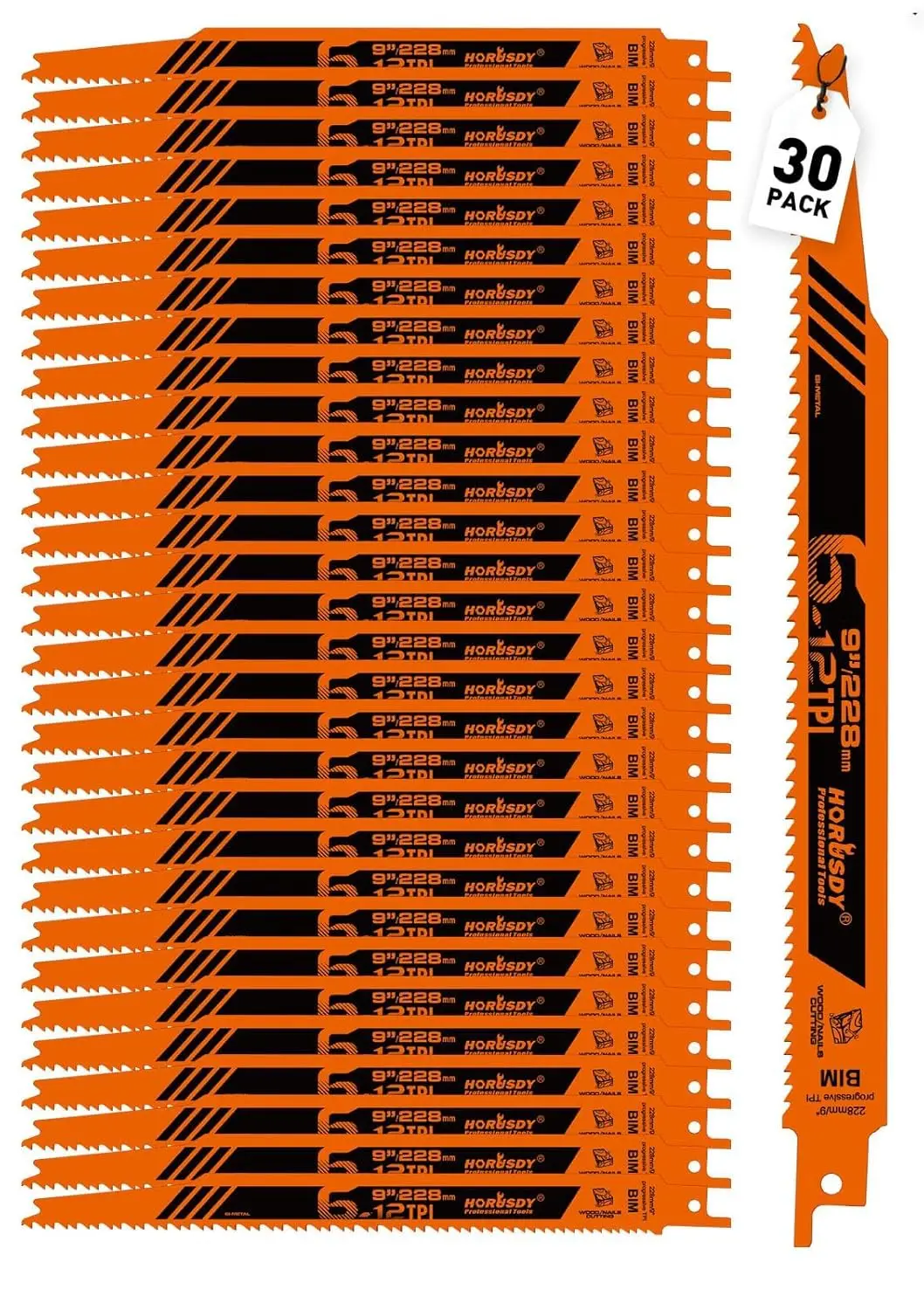 

Набор из 30 биметаллических пильных полотен для сабельных пил, 9 дюймов, для обрезки дерева и резки гвоздей, острые и долговечные, с органайзером-кейсом