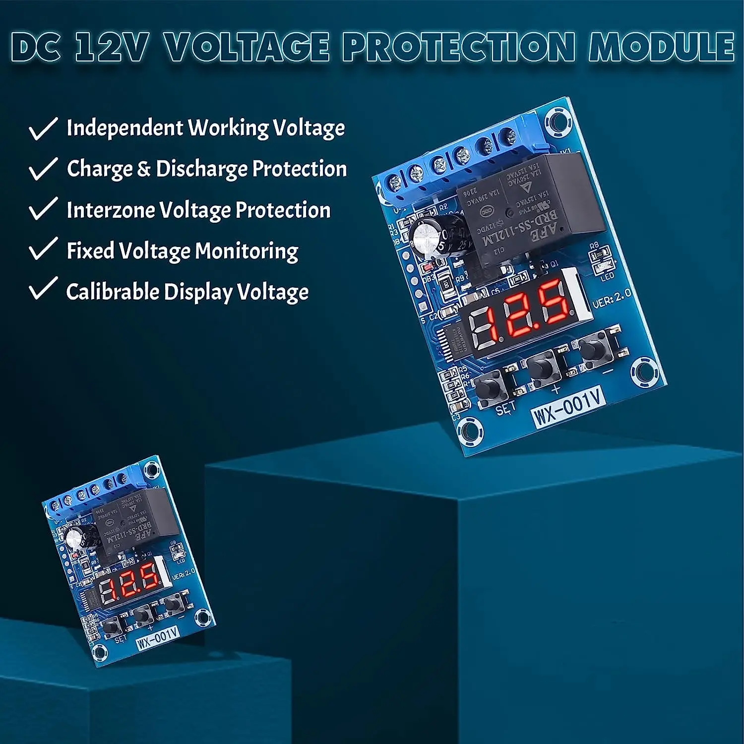 Battery Voltage Monitor Module Low Voltage Cut Off Charge Discharge Protection Board for 0-99V Lead Acid Li Battery Solar Panel