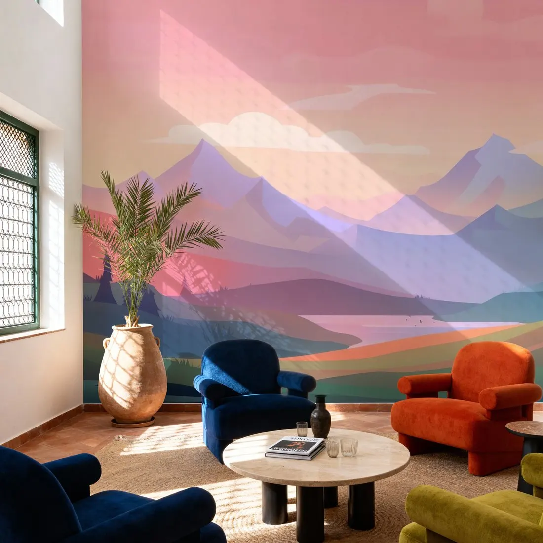 Custom Pink Mountains Wallpaper for Walls Made to Measure Large Wall Mural