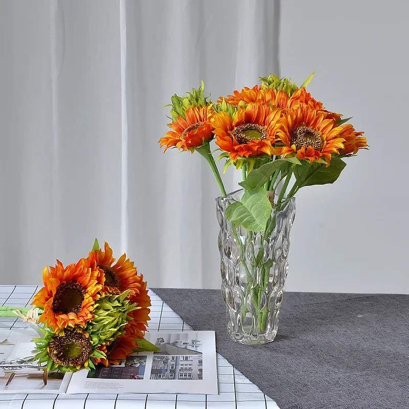 40CM Artificial Sunflower Bouquet 6 Stems Fake Sunflower Bunch for Home Decor and Photo Prop