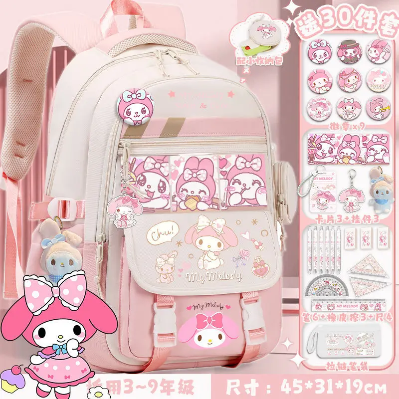 Cinnamoroll plecak dziecięcy z kreskówek o dużej pojemności Kuromi My Melody Pochacco Mochilas Estetyczny zestaw tornistrów dla dzieci