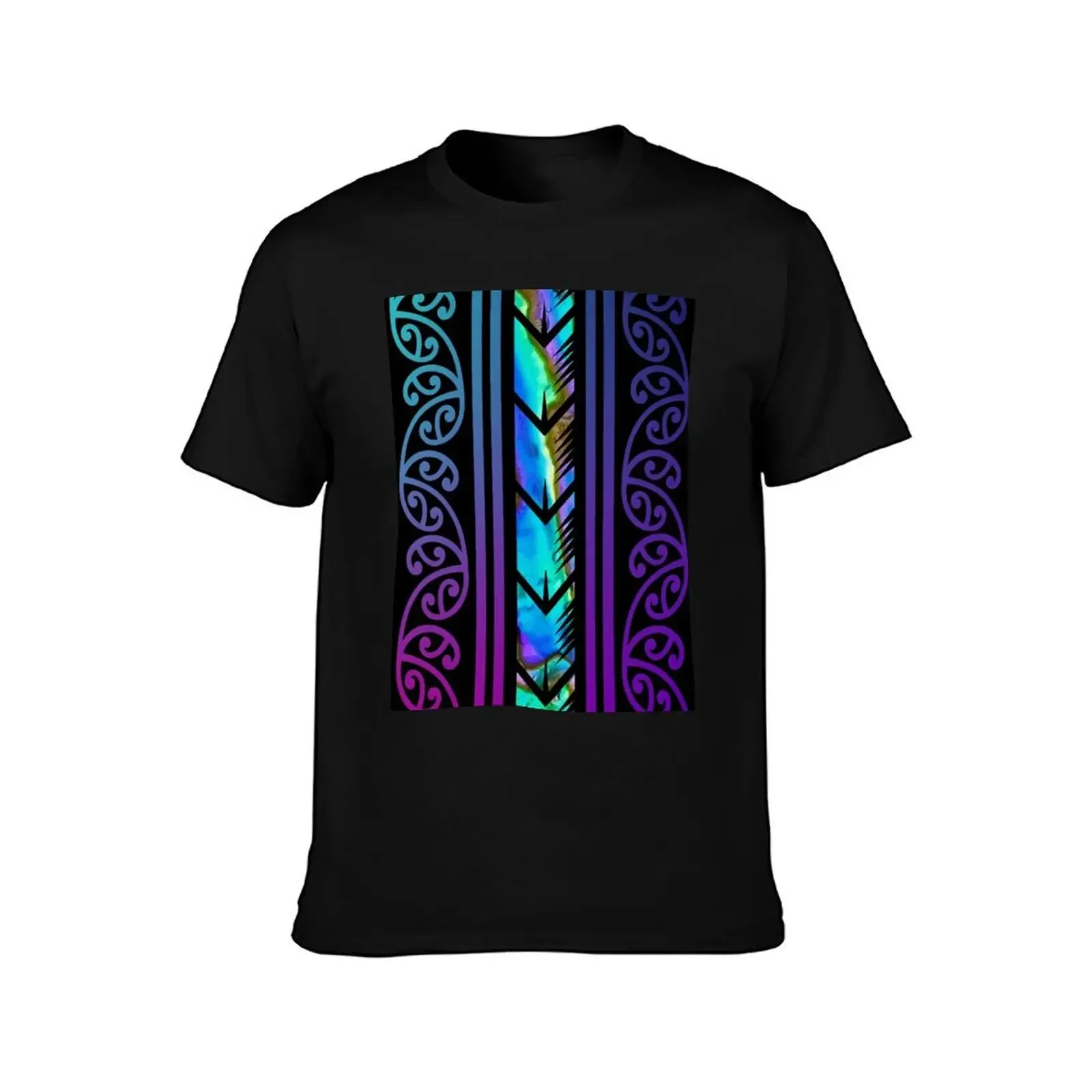 Purple Māori Design with Inlayed Paua Shell // New Zealand T-Shirt cotton graphic tees Clothing mens t shirt