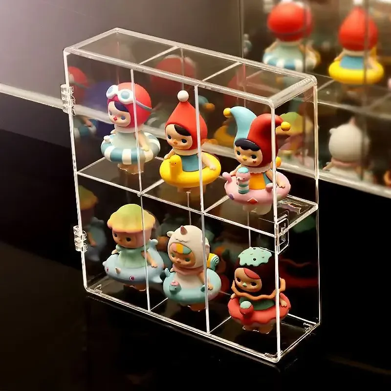 6/12 Grid Transparent Acrylic Display Cabinet for Clay Toys, Action Figures Display Case, Compartmentalized Storage Box