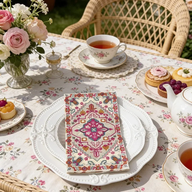20Pcs 2Ply 33x40cm Bohemian Rug Napkins Tribal Carpet Print Disposable Paper Napkins for Home Dining Party Table Decor