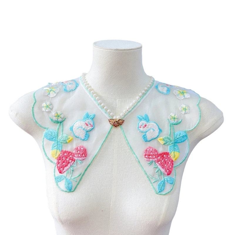 S1Y1 – faux col en dentelle pour enfants femmes, couvre-épaules, traditionnel chinois Hanfu Yunjian, collier décoratif clouté