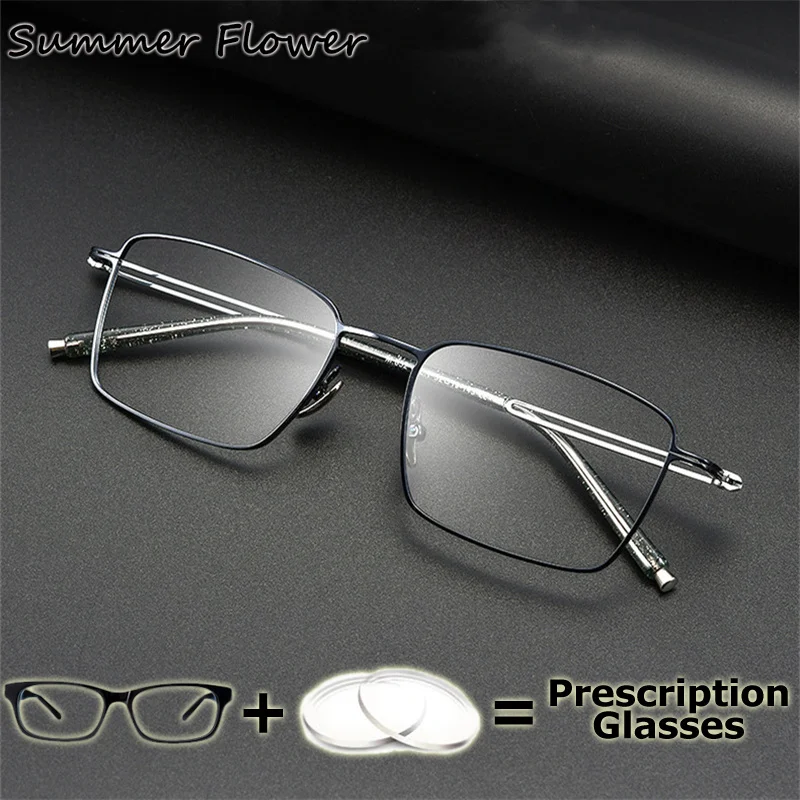 

Очки по рецепту по индивидуальному заказу, ультралегкие оптические очки из чистого титана, мужские асферические линзы для близорукости с защитой от синего света для глаз