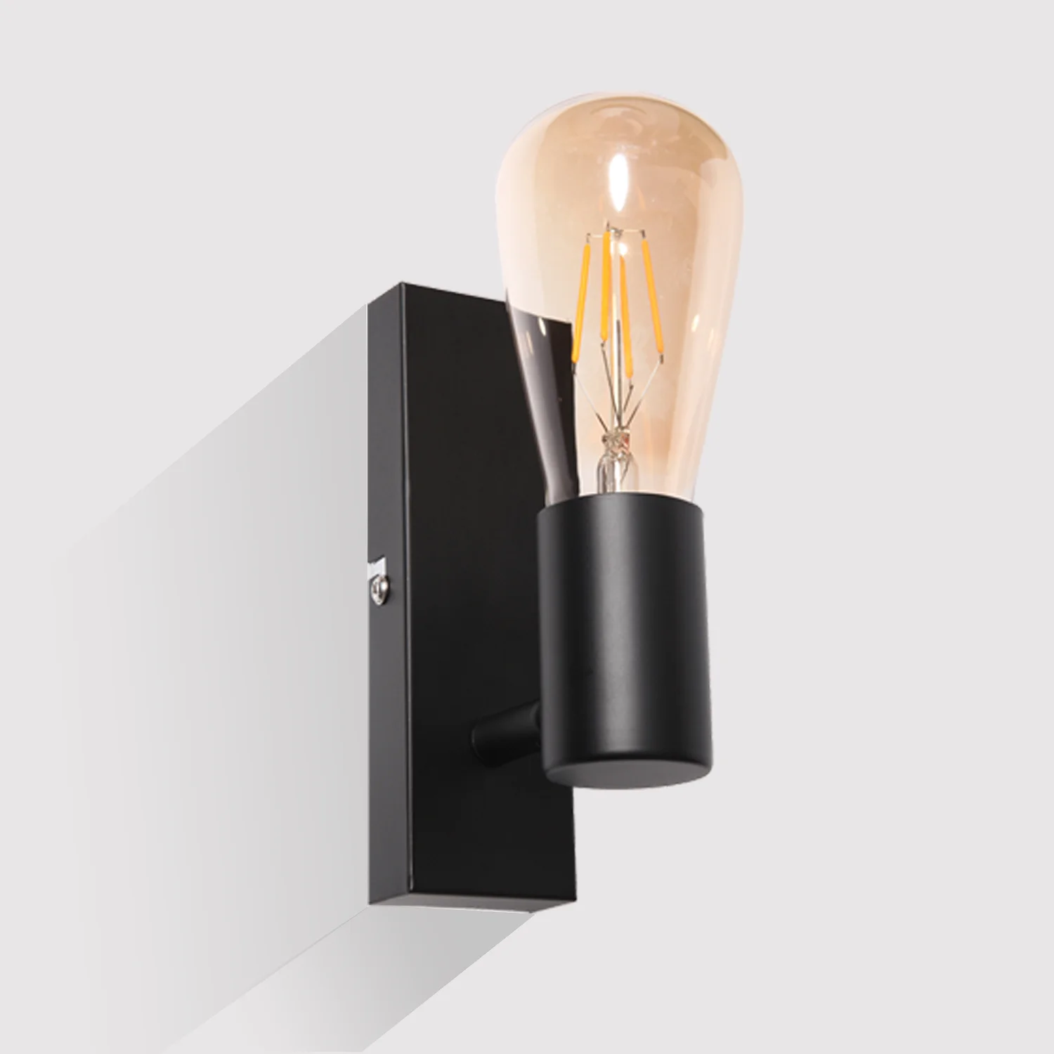 

Kimjo E27 Wall Light Black, Rotatable Wall Lamp Fitting Fixtures, E27 Socket Retro Indoor Sconce Wall Lamp (Bulb not Included)