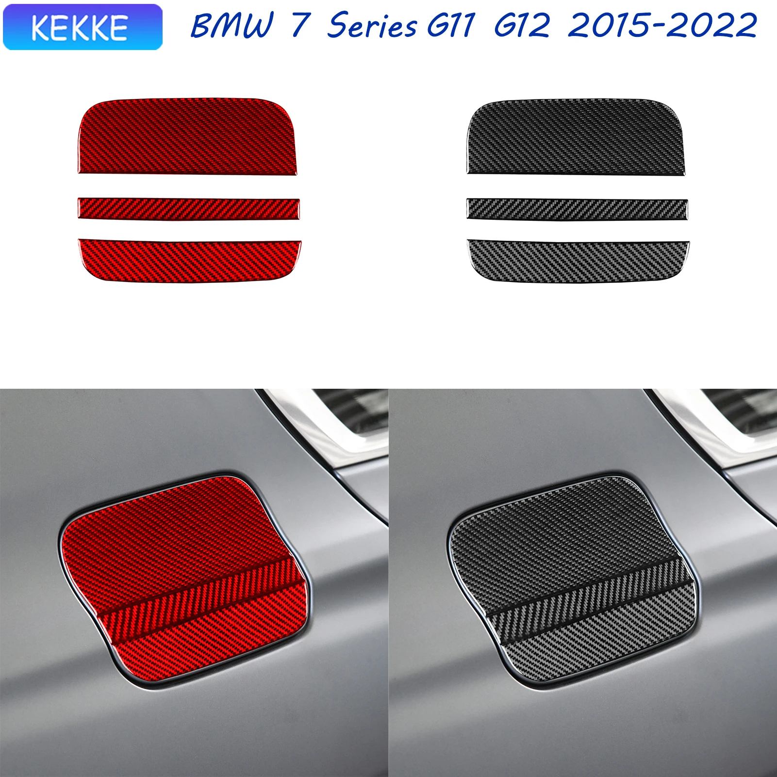 

For BMW 7 Series G11 G12 Accessories 2015-2022 Interior Gas Fuel Cap Carbon Fiber Trim Decal Auto Decoration Sticker Piano black