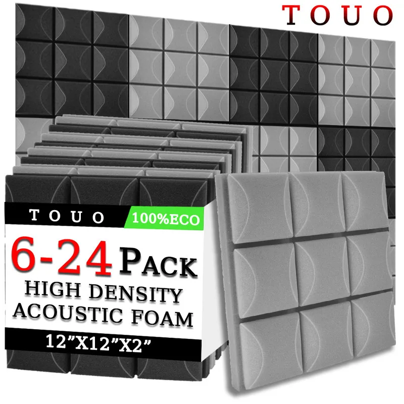 TOUO Mushroom Acoustic Foam 6/12/24 Pcs Sound Absorbing Soundproof Material High Density Foam Home Cinema Acoustic Treatment