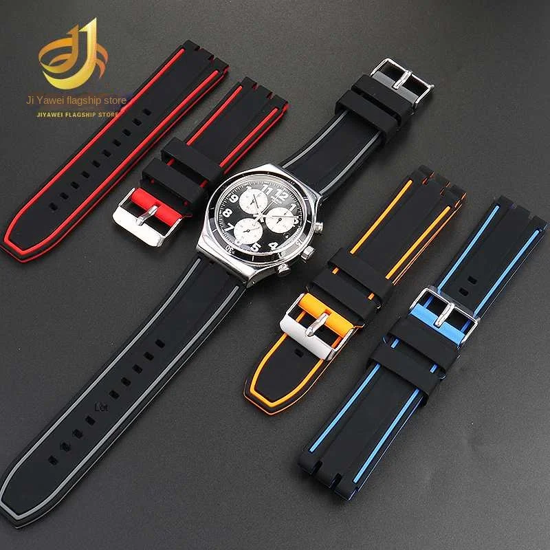 19mm 20mm 21mm Rubber Watchband for Swatch Men\'s Watch Strap YVS400 YVS451 YVB404 Silicone Waterproof Outdoor Sports Wrist Band