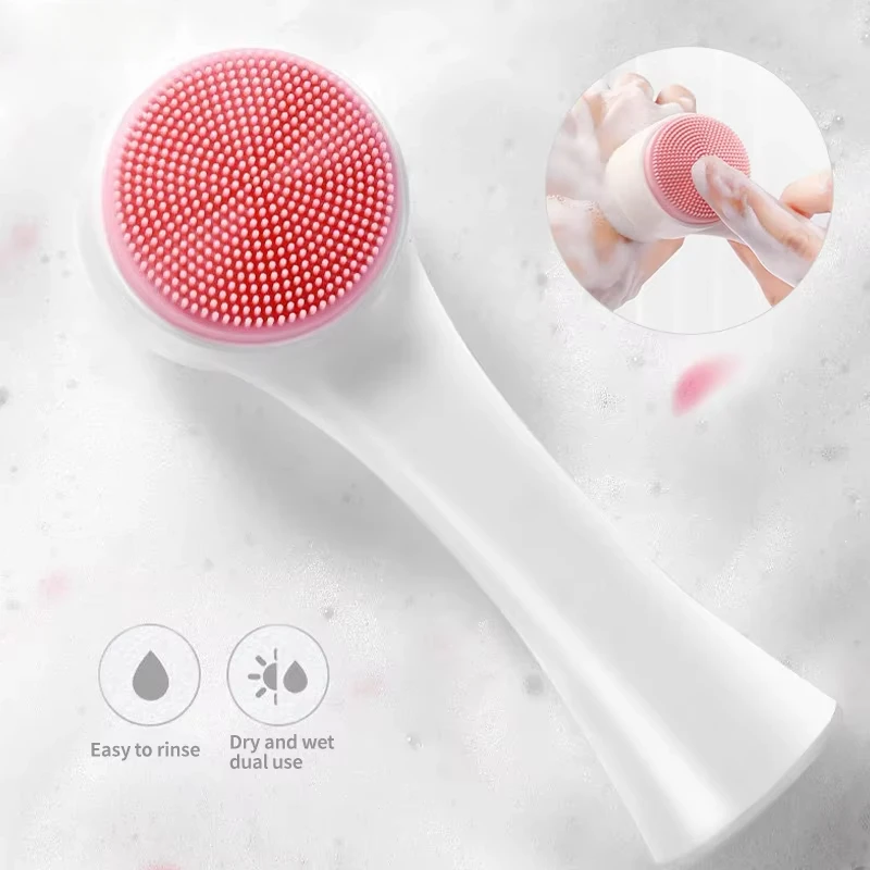 Wholesale 3D Silicone Facial Brush Manual Cleansing Brush Facial Cleanser Soft Bristled Cleaning Brush Double-sided Massagebrush