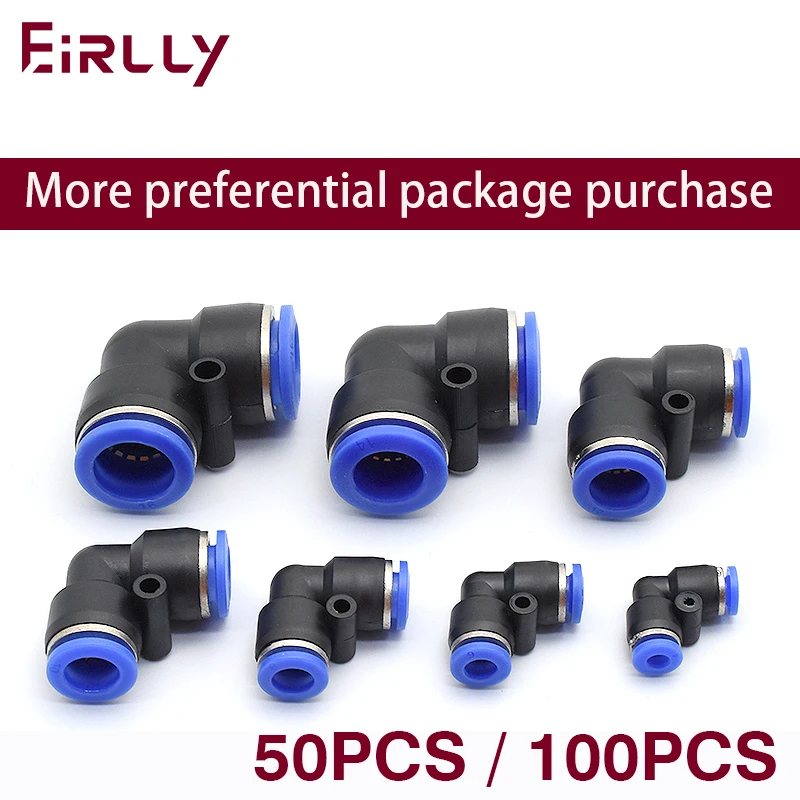 Pneumatic air pipe Fittings PV right-angle quick connector 90-degree L-shaped elbow 4 6 8 10 12 16mm butt joint