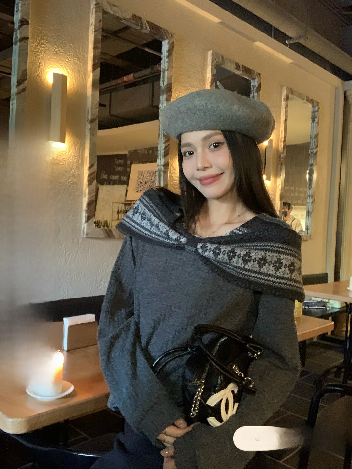 

Свободный женский вязаный свитер с круглым вырезом и узором Fair Isle, мягкий, с длинными рукавами, V-образный вырез, зимний топ, удобный, в корейском стиле, для повседневной носки