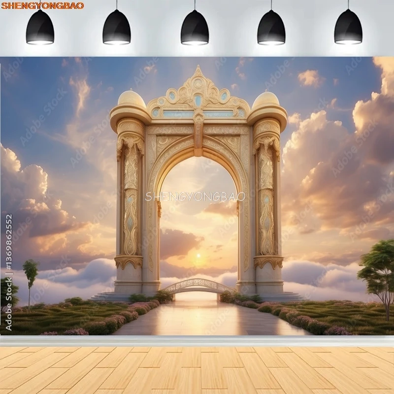 Stairway Heaven Glory Gates Photography Backdrops God Symbol Birth of Holy Baby Jesus Christianity Party Background GHD-03