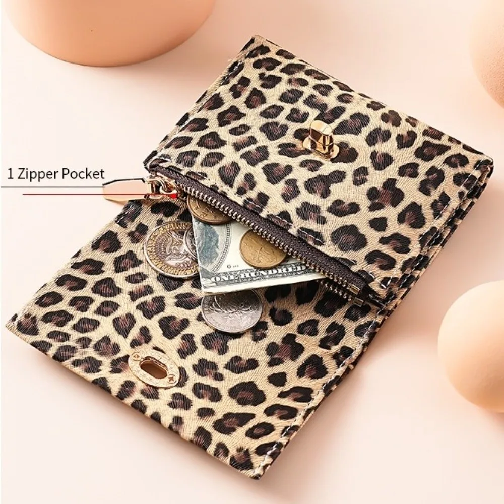 Leopard Print Trifold Wallet Large Capacity Multi-Card Slots Clutch Purse Functional Design Portable Size Card Holder Wallet