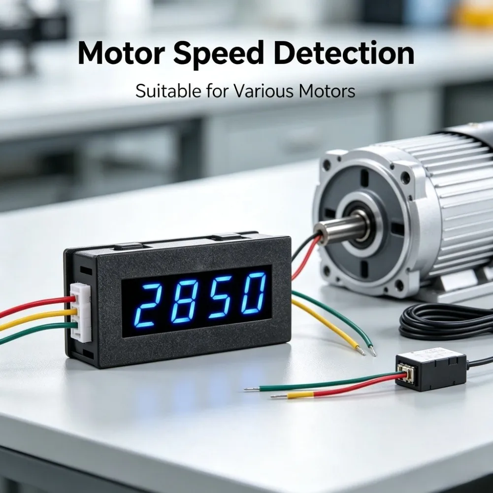 0.56 Inch 4 Digit LED Tachometer for Motor and Generator Monitoring with Memory Function and Fast Response Refresh Time