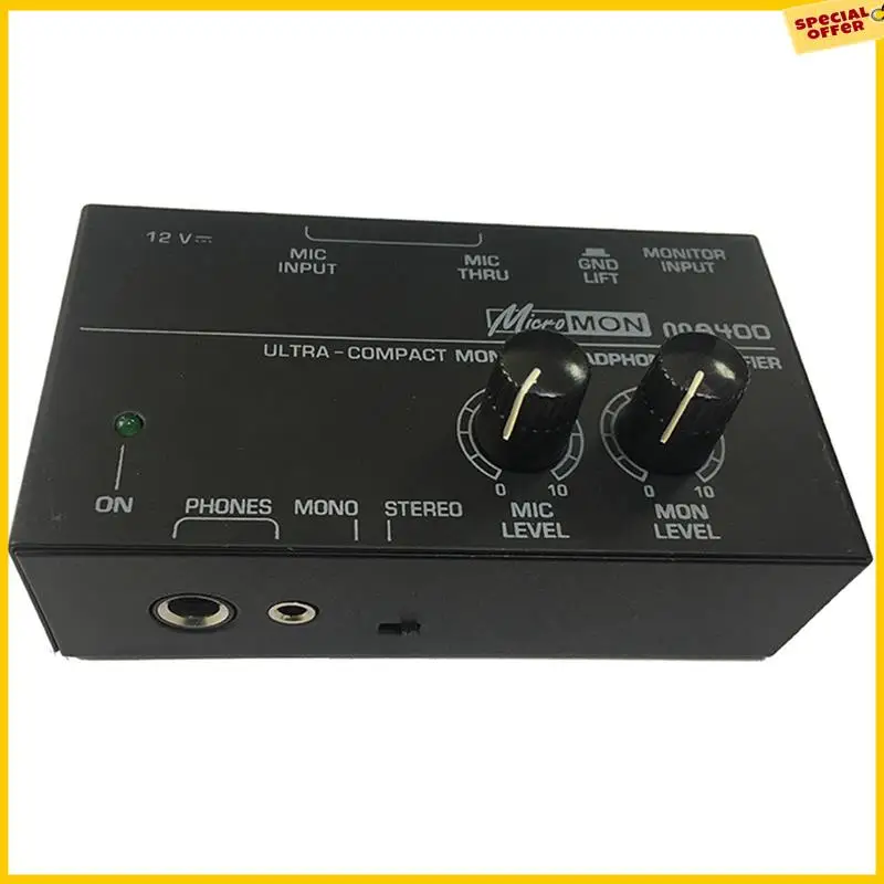 A25P New MA400 Headphone Preamplifier Microphone Preamplifier Audio 6.35Mm & 3.5Mm Headphone Outputs Mixer EU Plug Durable