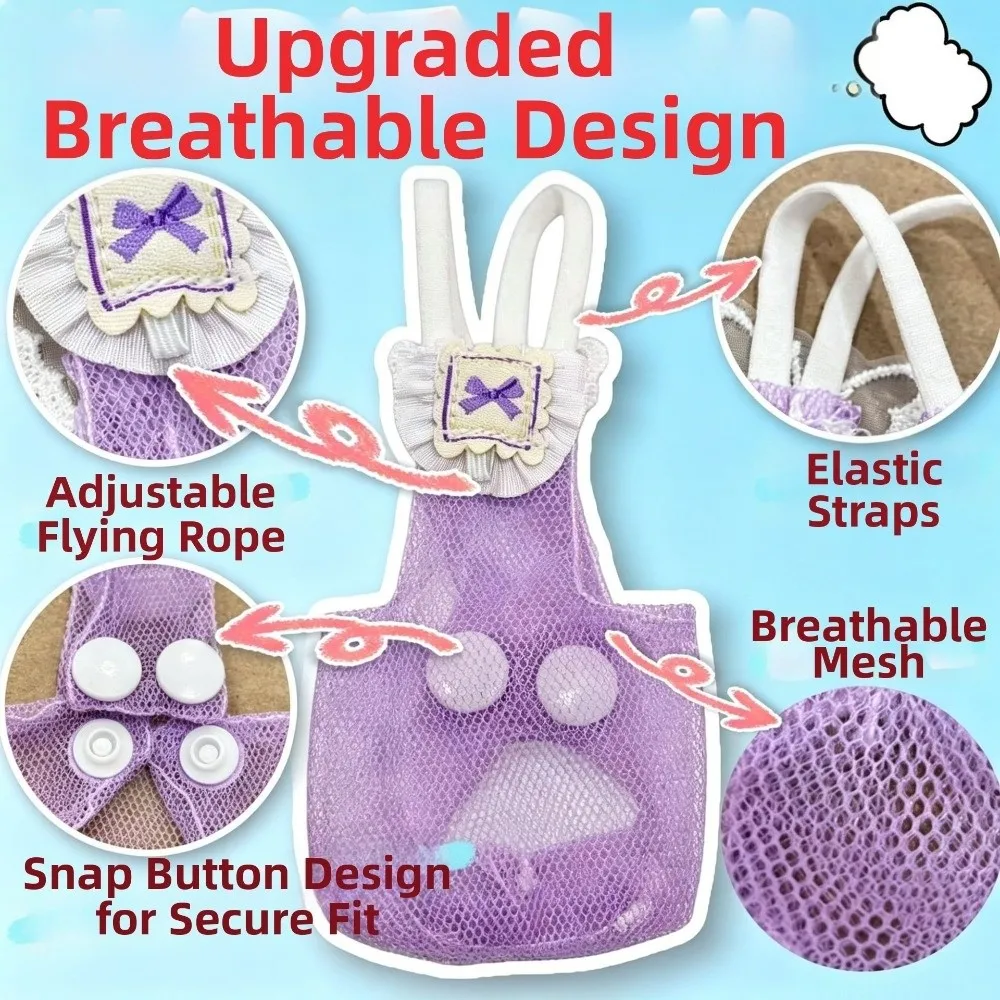 Breathable Mesh Pet Parrot Diaper Snap-Closure Adjustable Bird Flight Suits Cartoon Pattern Parrot Nappy for Cockatiel Pigeons