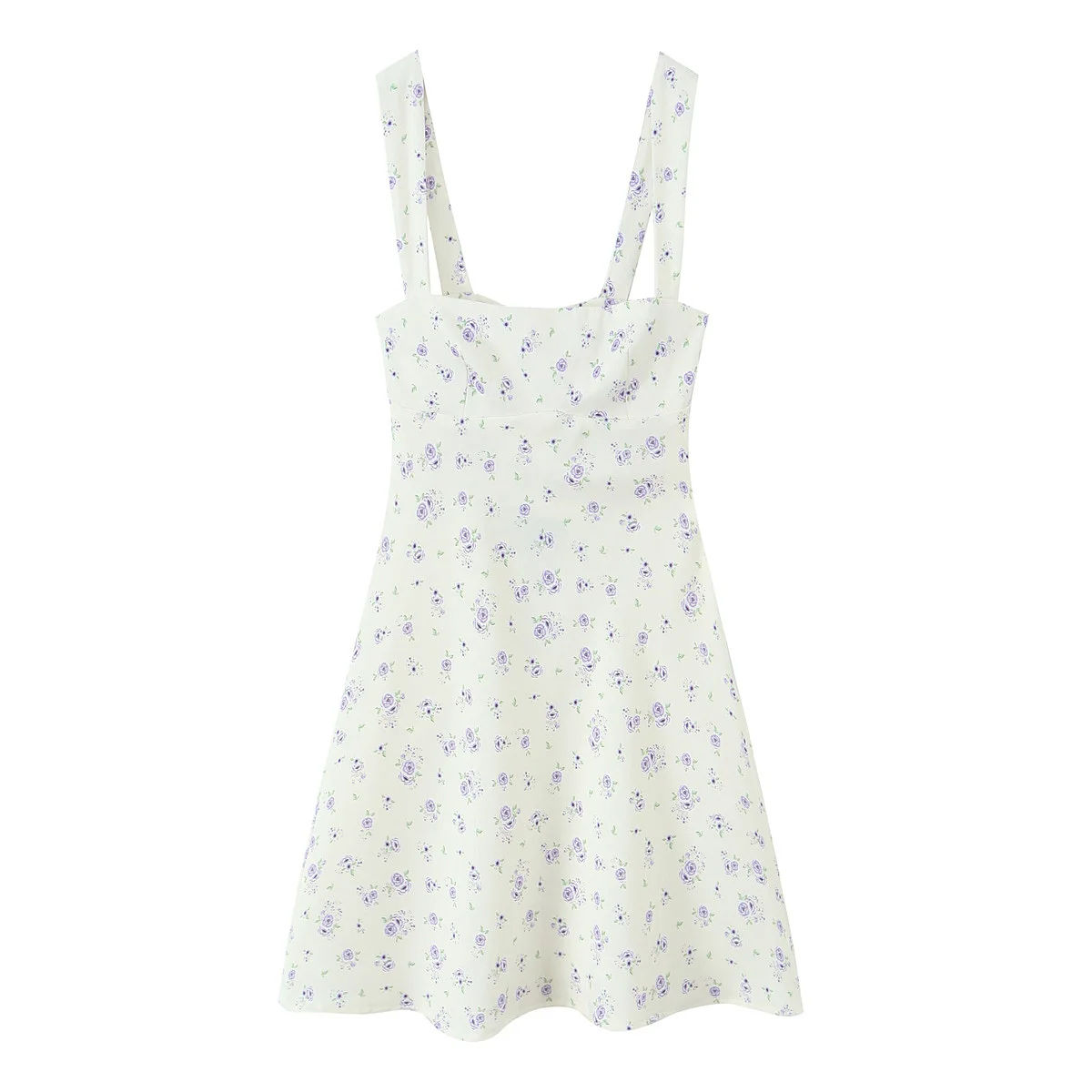 

Taop&Za 2025 Women's Square Neck Spaghetti Strap Floral Print Mini Dress for Casual and Summer Events