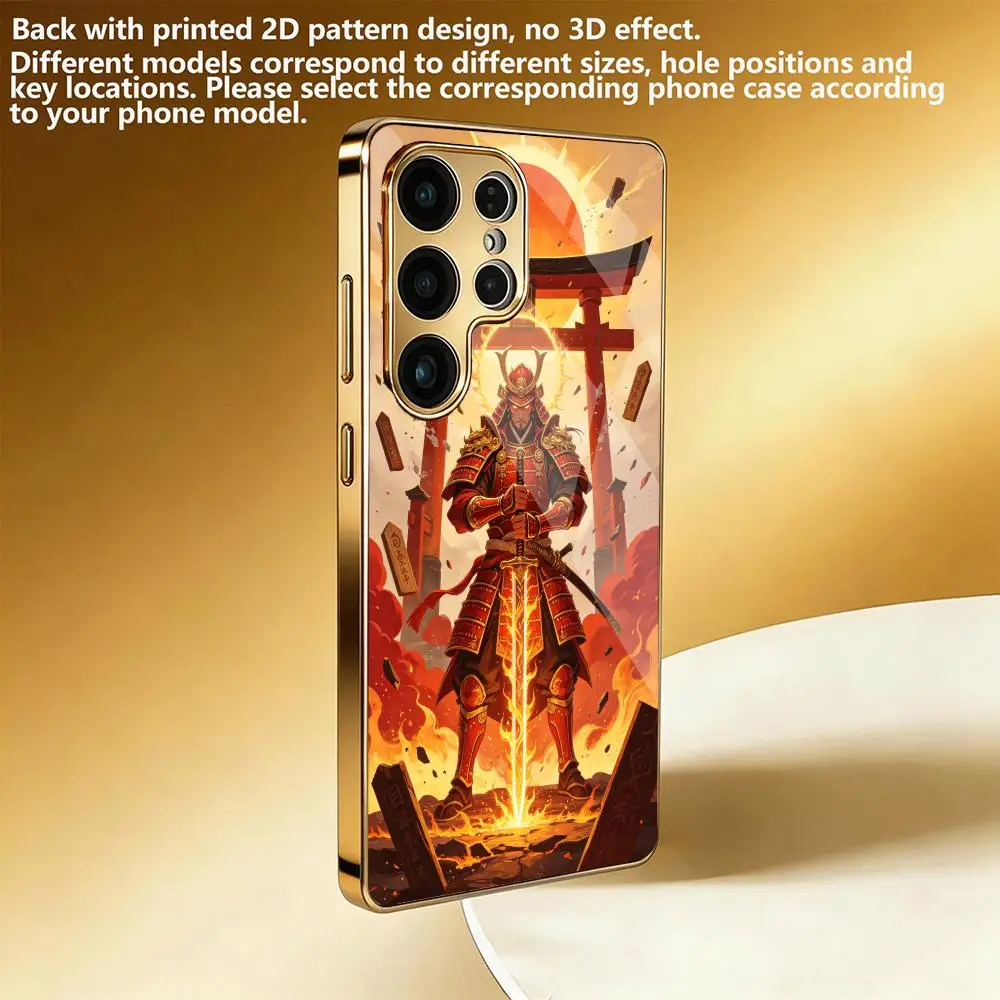 Gold Red Samurai Torii Gate Electroplated Phone Case Shockproof Protective Cover For Samsung Galaxy S26 25 24 23 22Ultra 5G FE