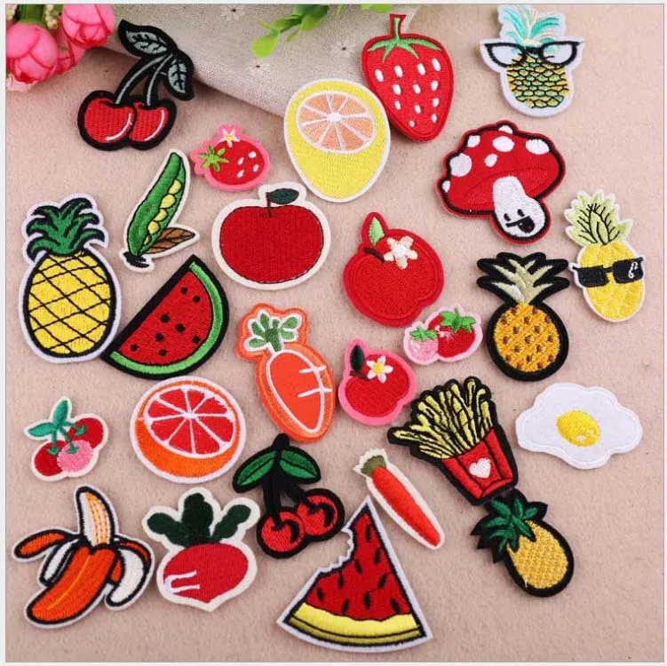 Cute Fashion Cartoon Patches Embroidered Flowers Tiny Stickers Cloth Sticker Clothing Fruits Decorative Appliqués Repair Hole