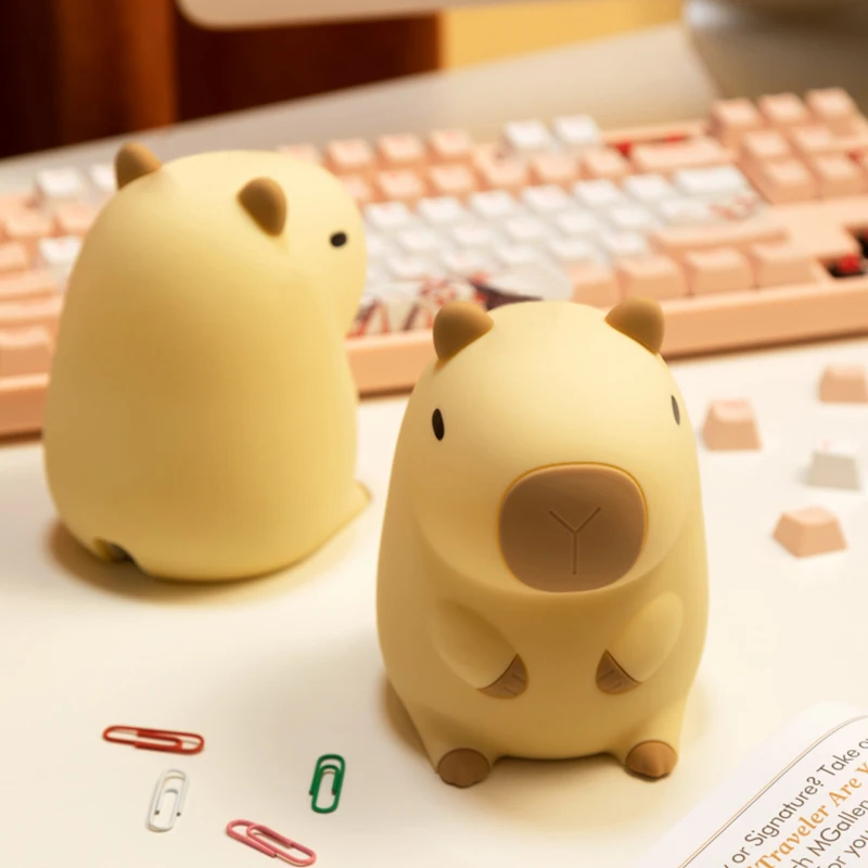 Cute Capybara silicone lamp animal gift USB Rechargeable touch bedside sleeping light Decorative nightlight for children's room